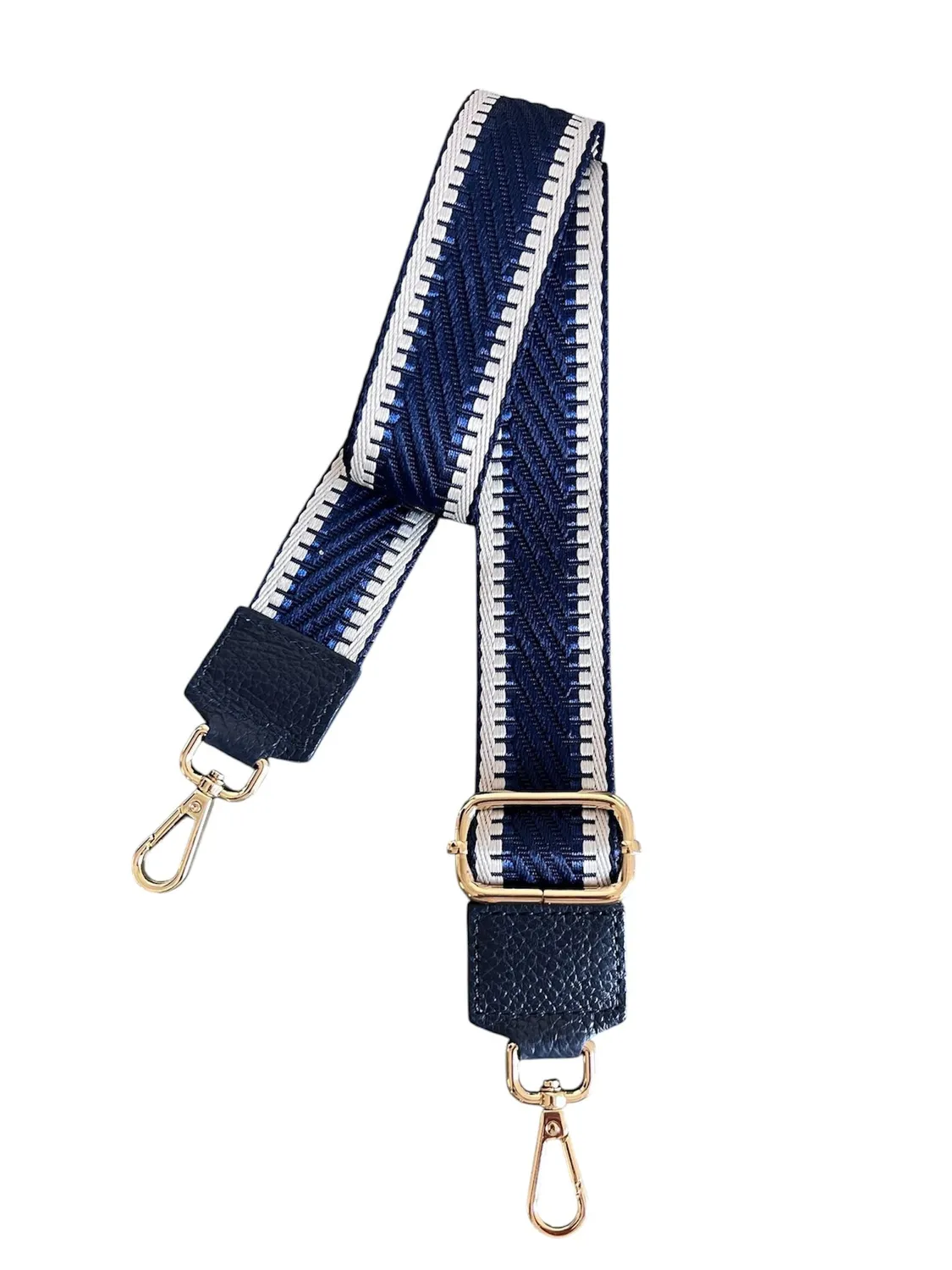 Hexagone Cuir Mini-Zipp anse sac noir écru doré