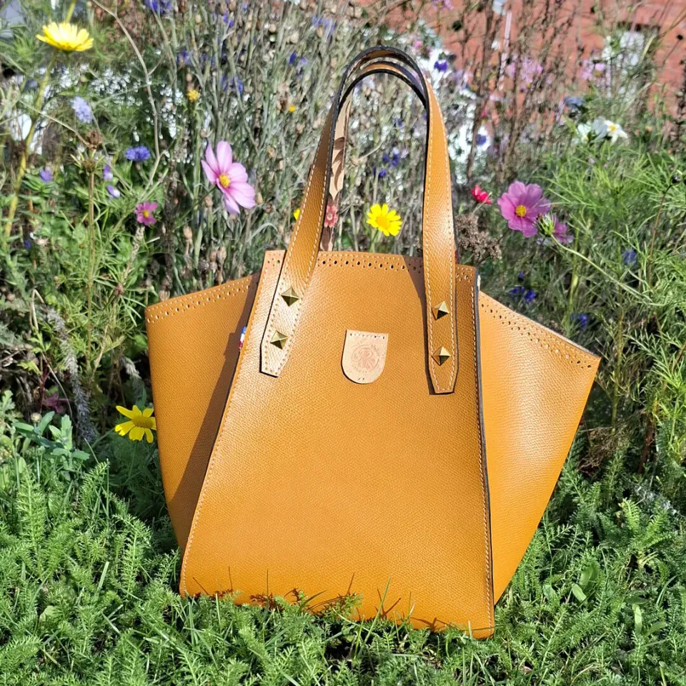 Atelier Anne R sac cabas cuir Epsom moutarde doublé