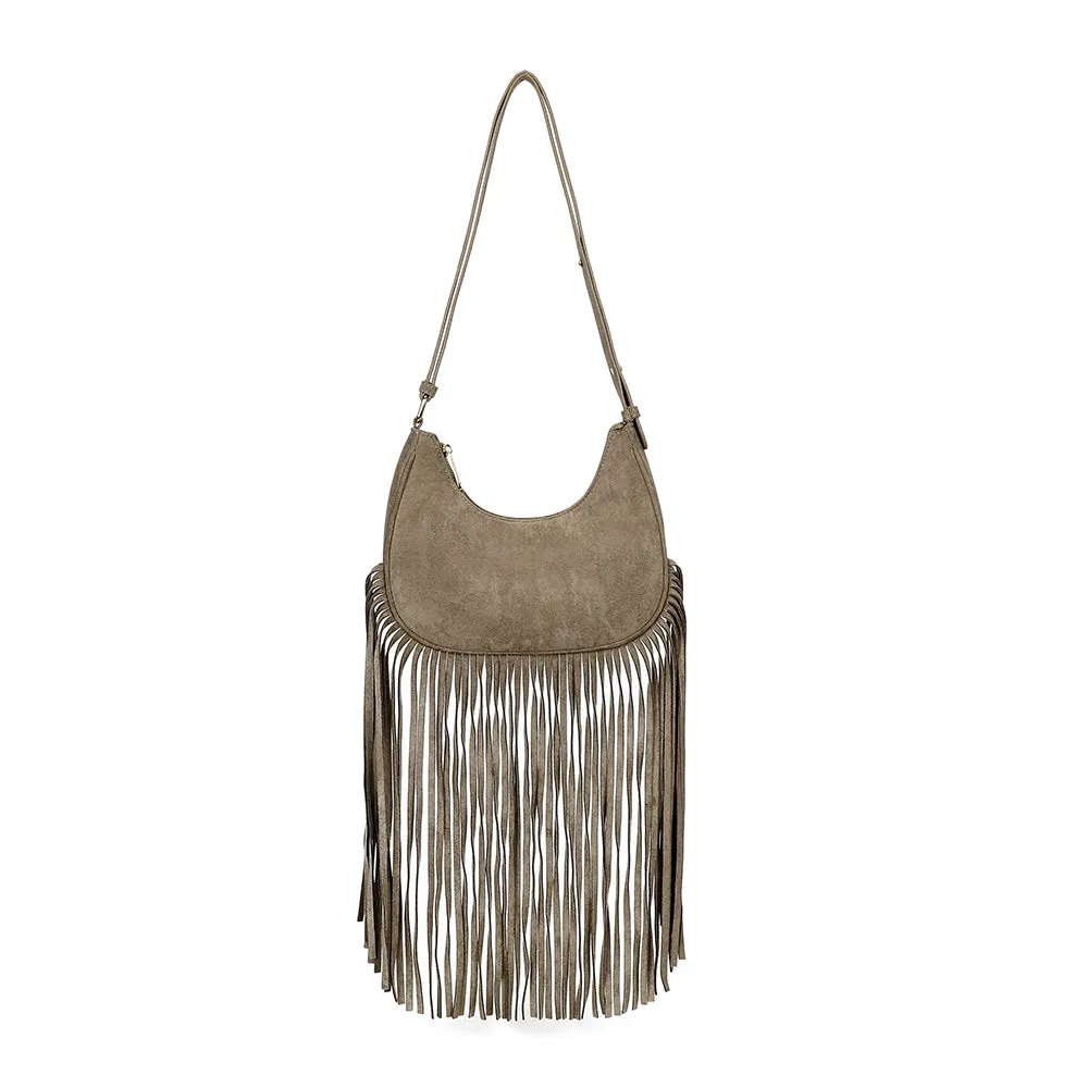 Gallantry Paris Arizona Suédine sac bandoulière taupe foncé