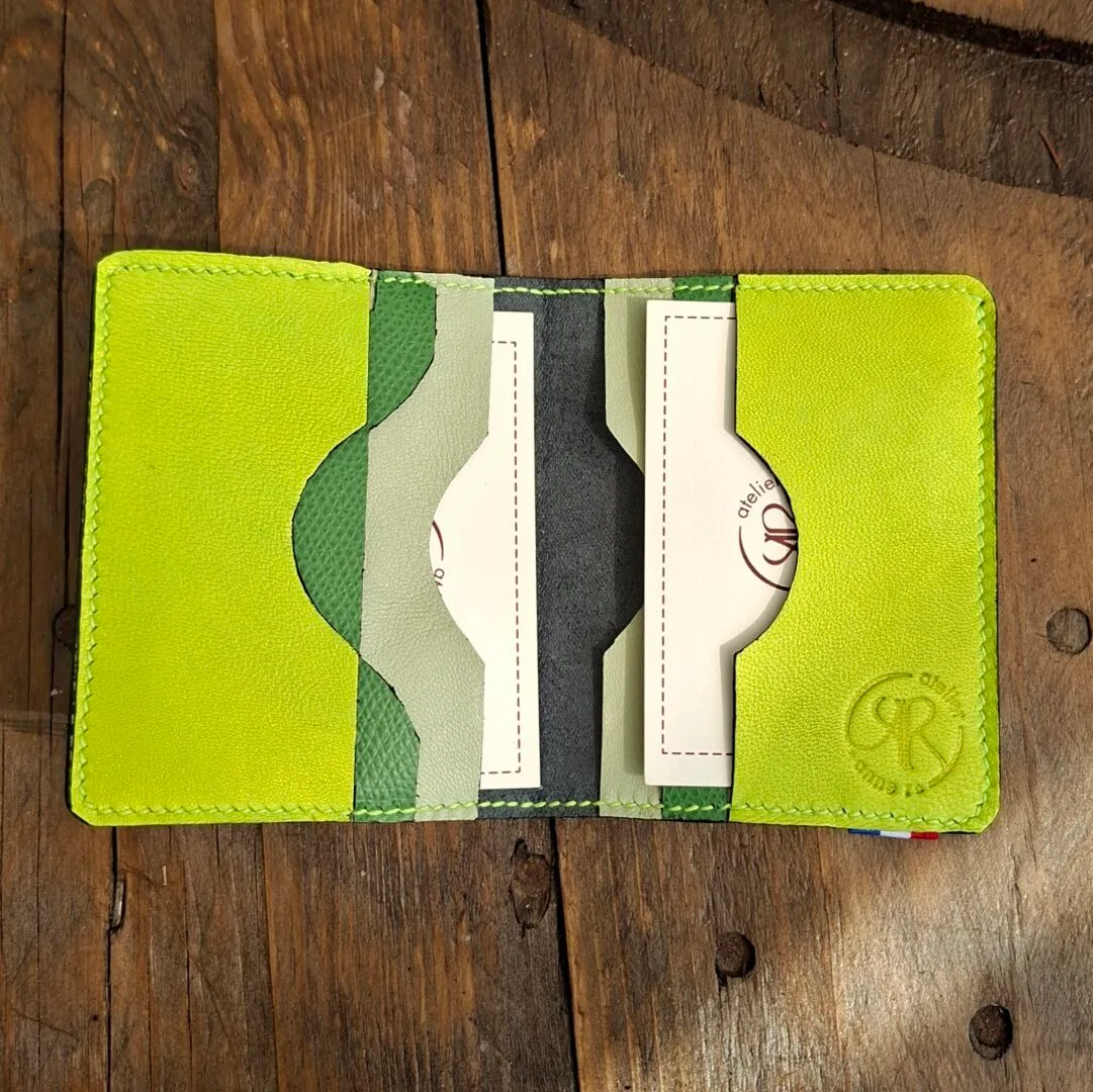 Atelier Anne R porte-cartes cuir vert Epsom 6 cartes