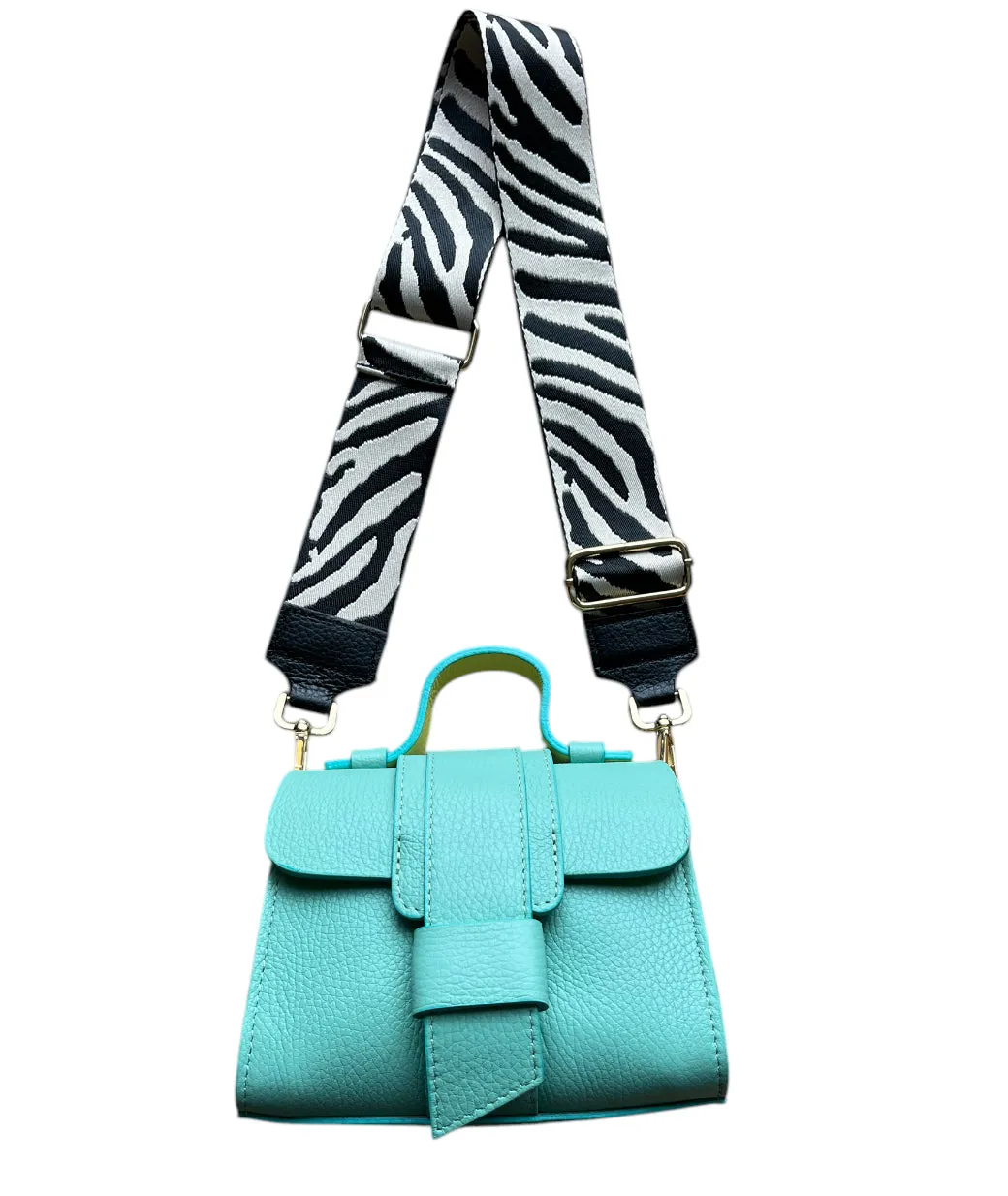 Hexagone Cuir Polly sac à main cuir Aqua Citron bicolore