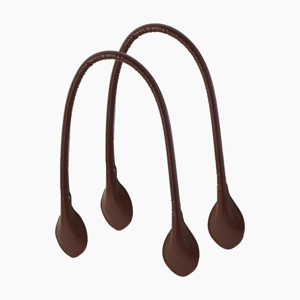 O bag anse longue cœur marron foncé effet nappa
