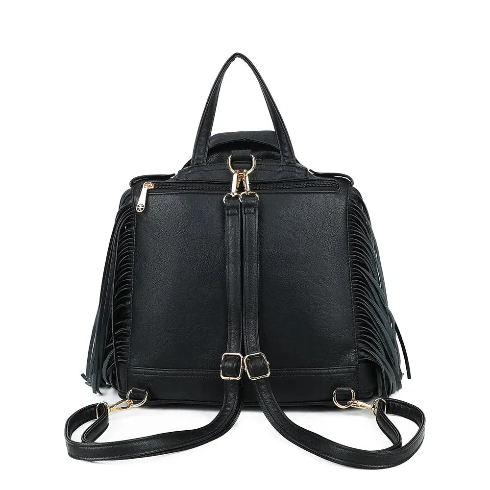 Gallantry Dakota Frangé sac noir perfecto franges