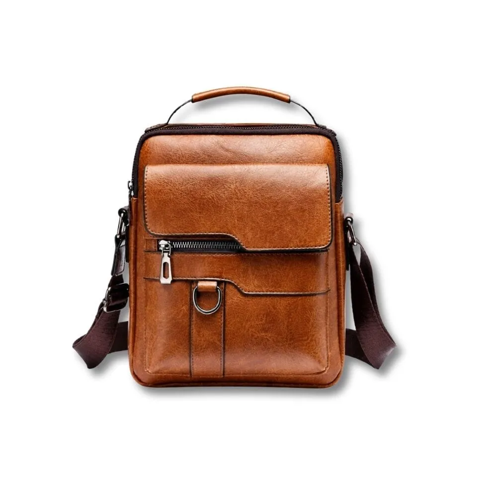 Maison Sacoches Norvik petite sacoche cuir marron zippée