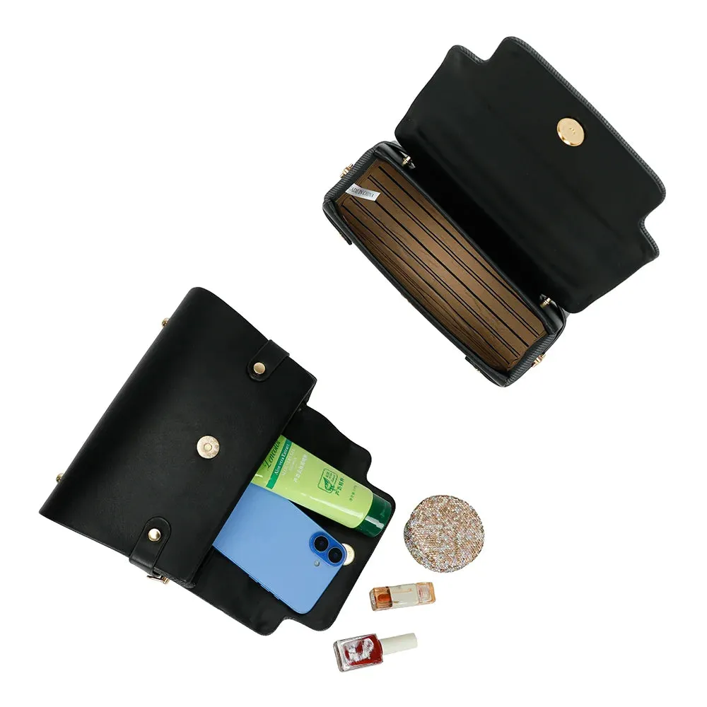 Gallantry Paris Lysia sac à main rabat noir compact doré