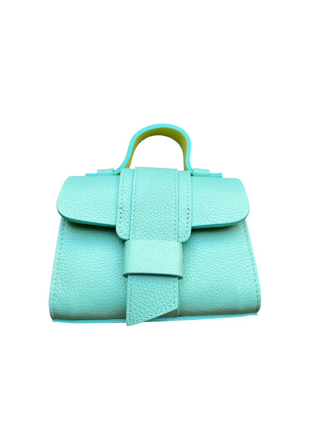 Hexagone Cuir Polly sac à main cuir Aqua Citron bicolore
