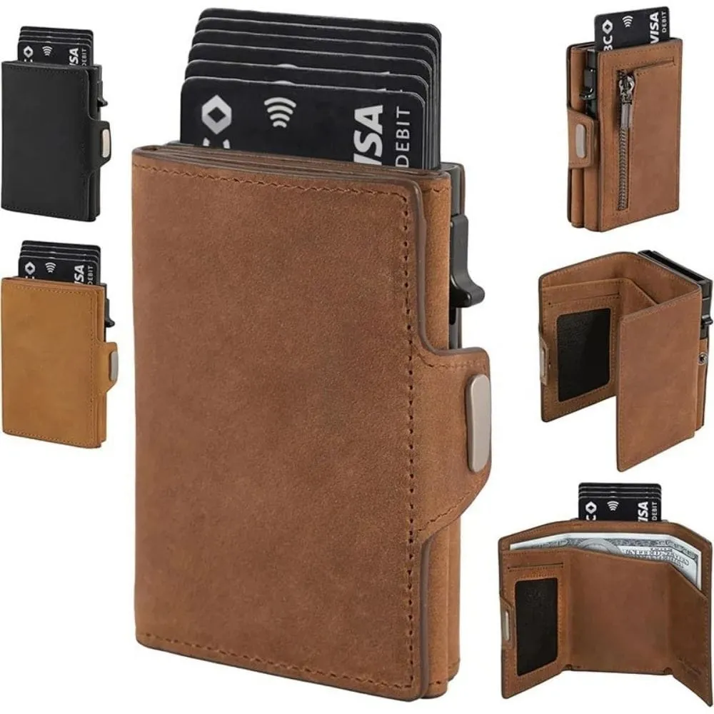 Maison Sacoches Sely étui cartes cuir brun anti-RFID