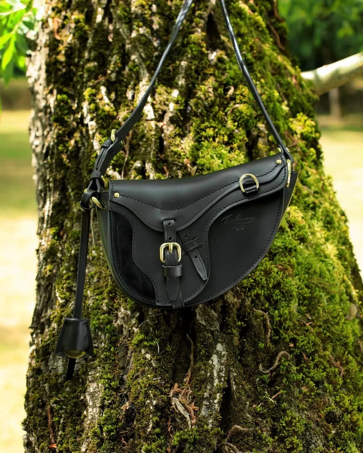 Hexagone Cuir Baby Sellerie sac cuir femme noir tannage végétal