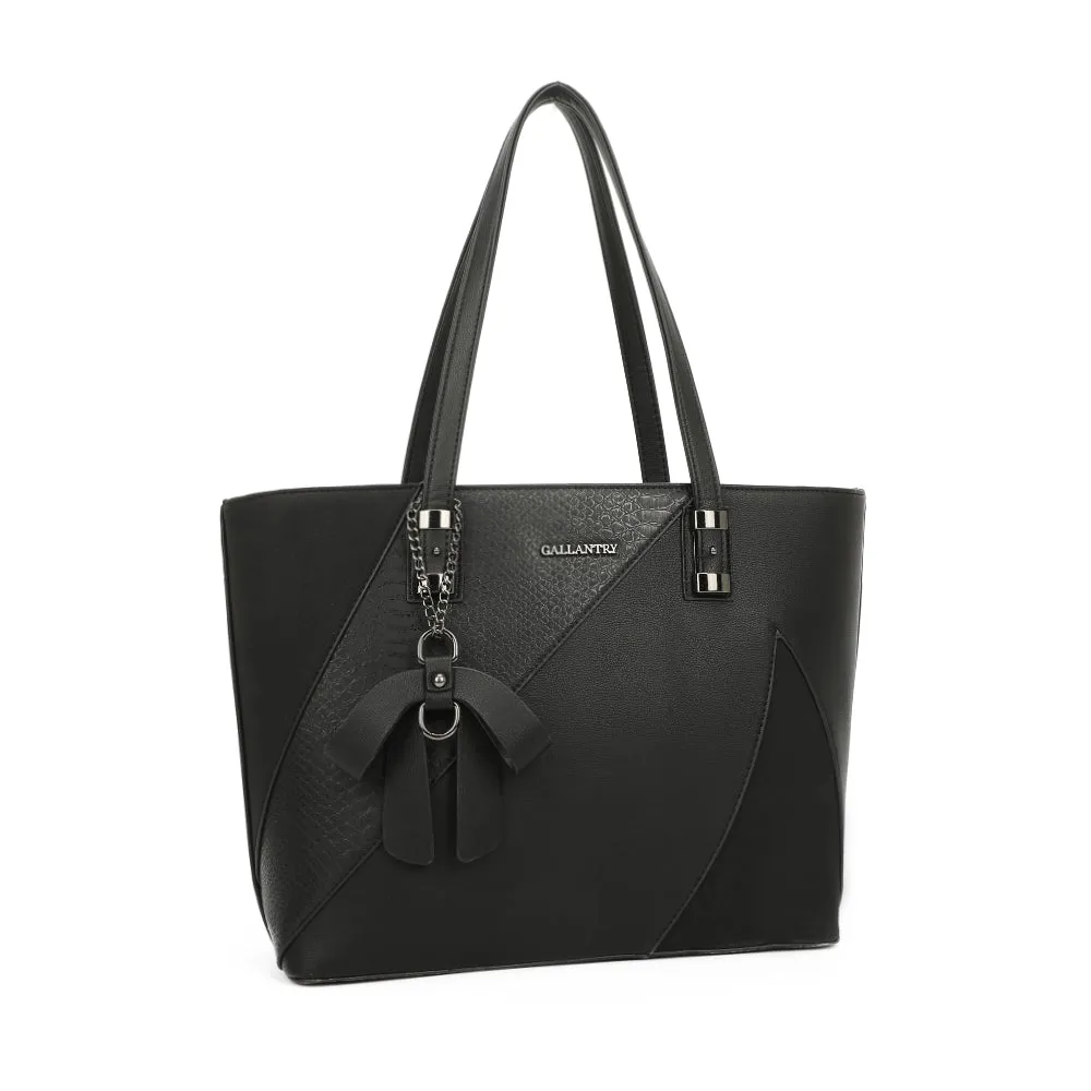 Gallantry Paris Ingénieuse sac cabas zippé Noir python 35 cm