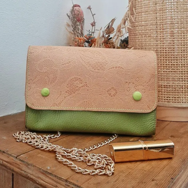 Atelier Anne R Cartouchière sac bandoulière cuir nacré