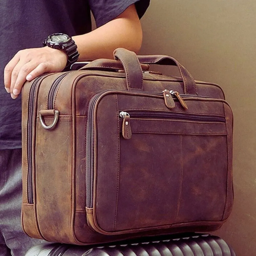Maison Sacoches Darius Cartable cuir marron 15,6 pouces