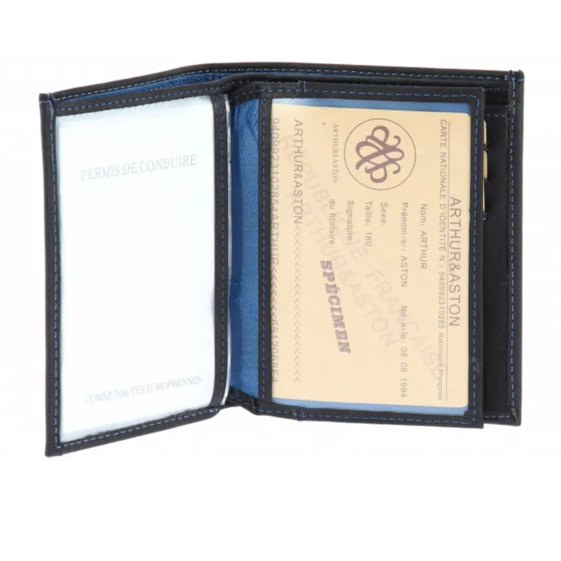 Hexagone Cuir AA-Vertical portefeuille homme marron cuir gras