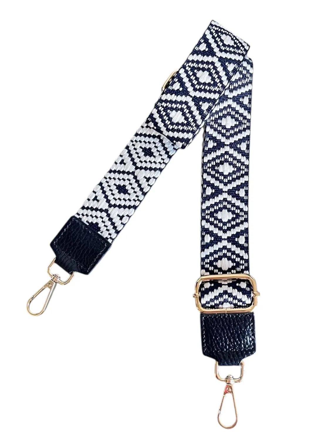 Hexagone Cuir Ikat anse bandoulière noir taupe