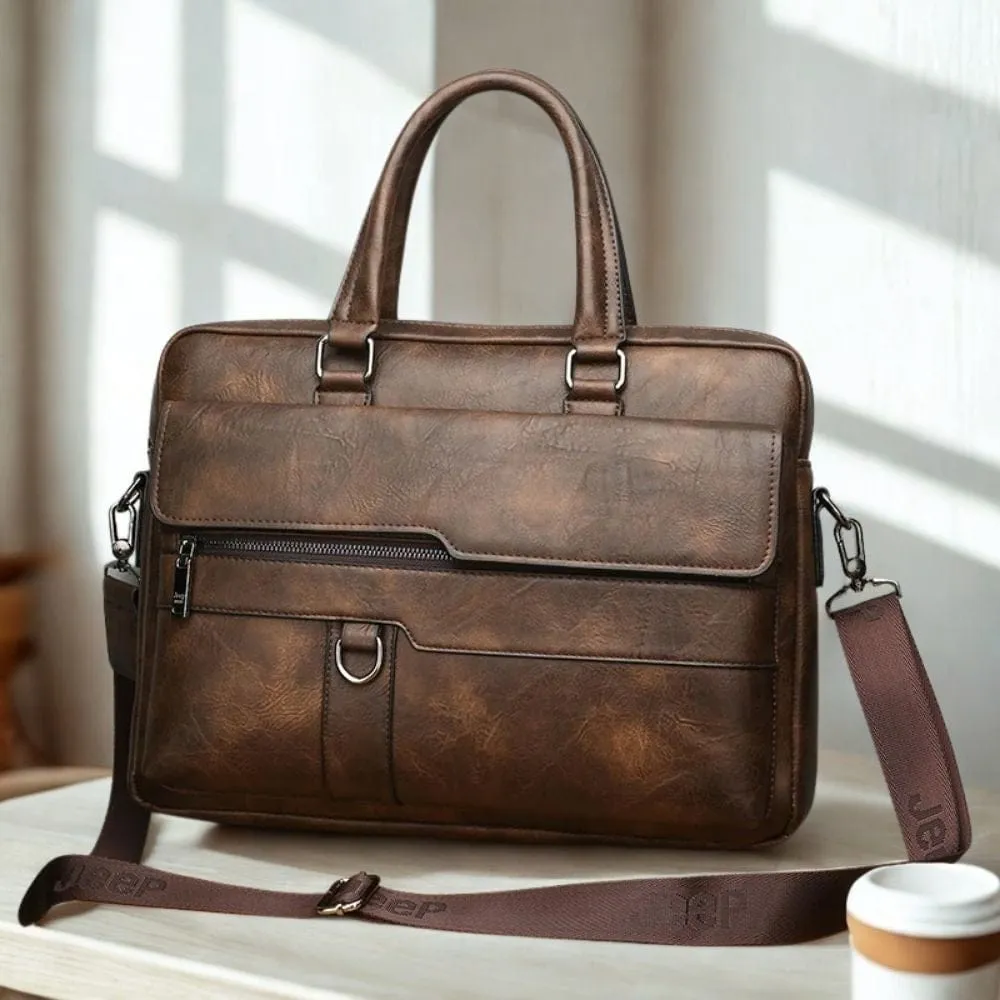 Maison Sacoches Calenor cartable cuir marron 14 pouces