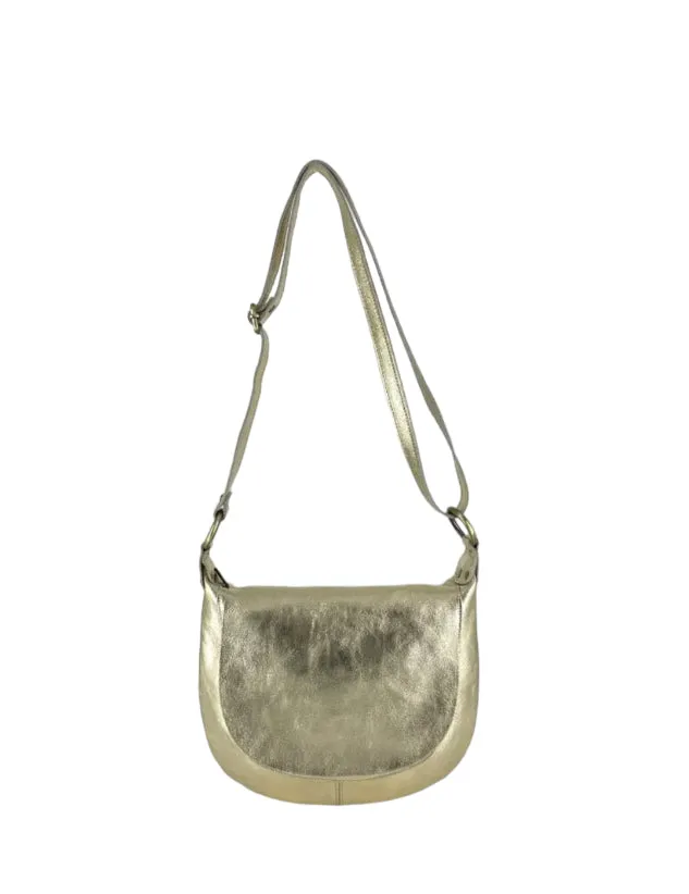 Hexagone Cuir Besace Grainée sac bandoulière marine