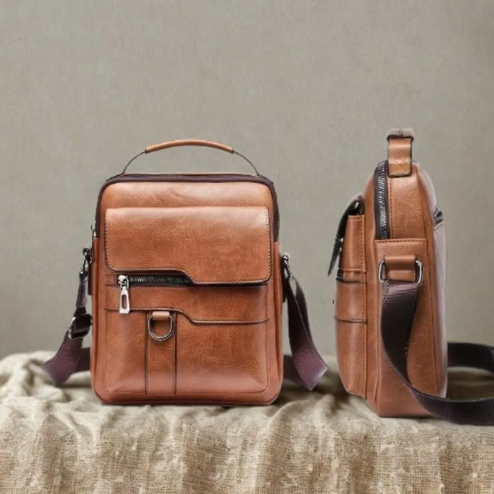 Maison Sacoches Norvik petite sacoche cuir marron zippée