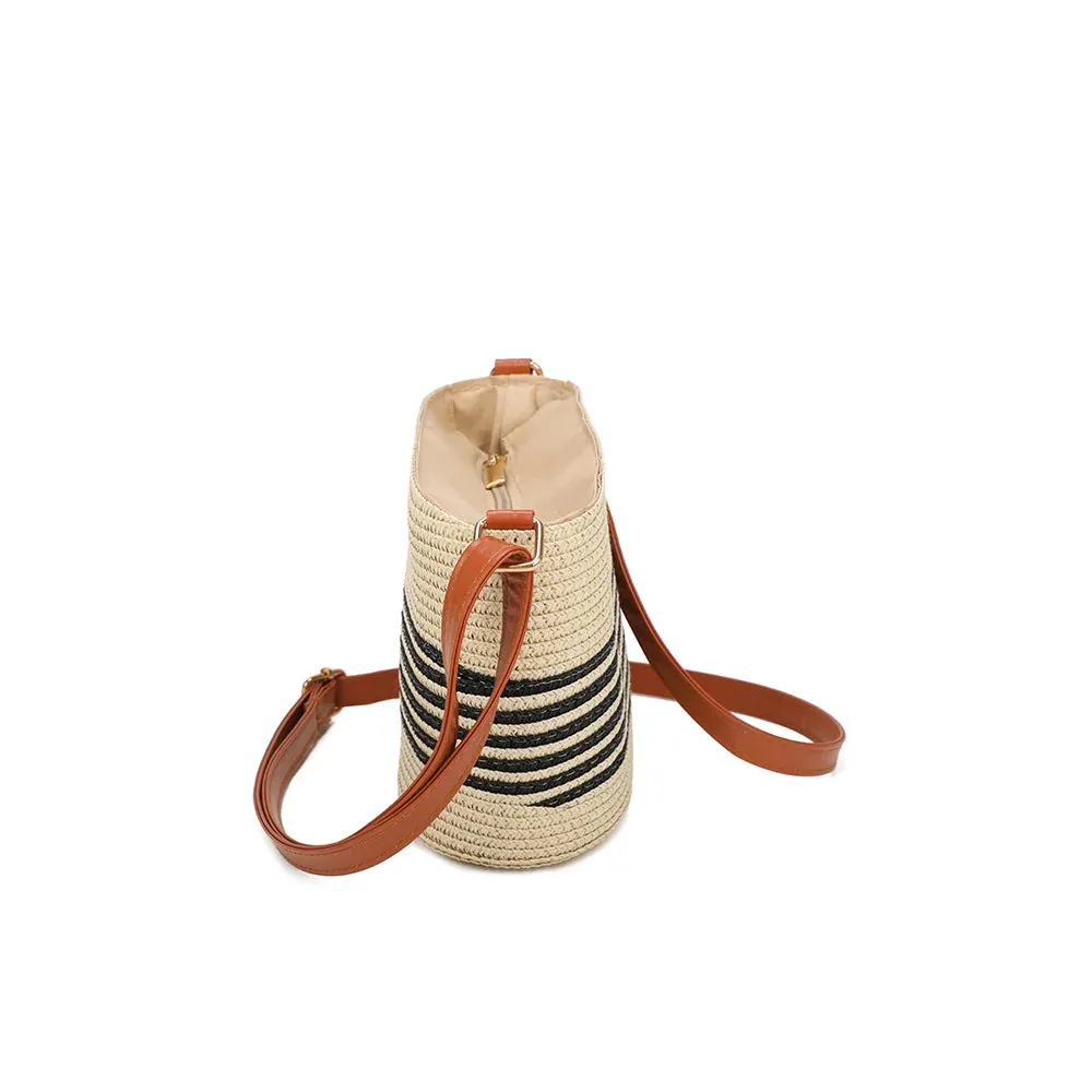 Gallantry Paris Solea bandoulière beige-noir paille