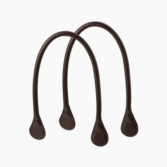 O bag poignée longue cuir marron foncé