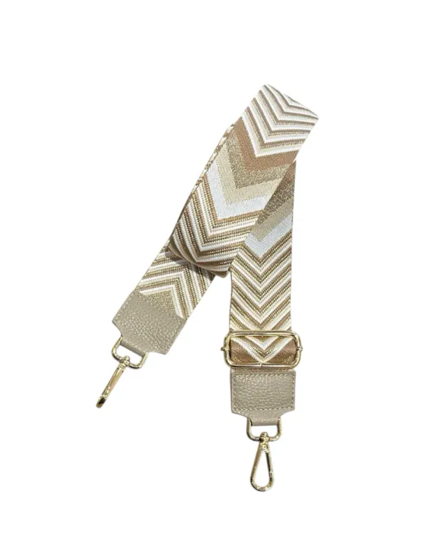 Hexagone Cuir Flèche anse sac ajustable beige doré