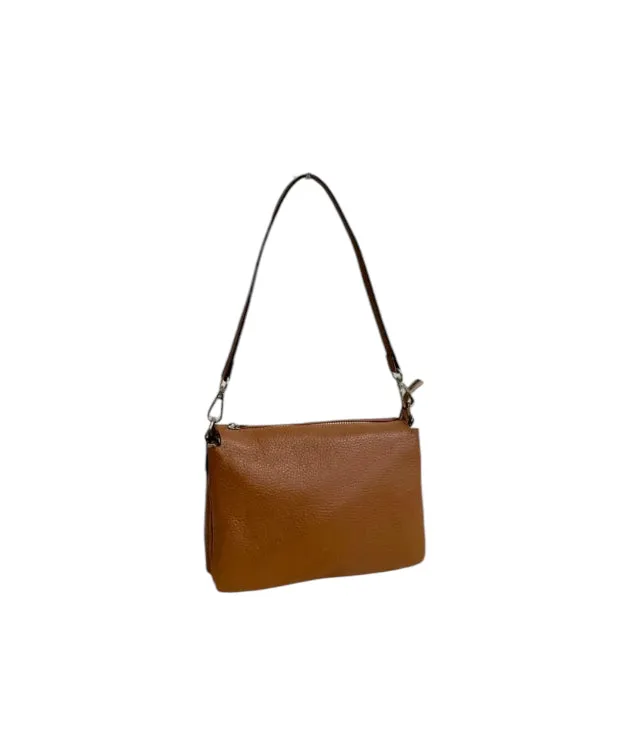 Hexagone Cuir Tribasic sac bandoulière cuir cognac