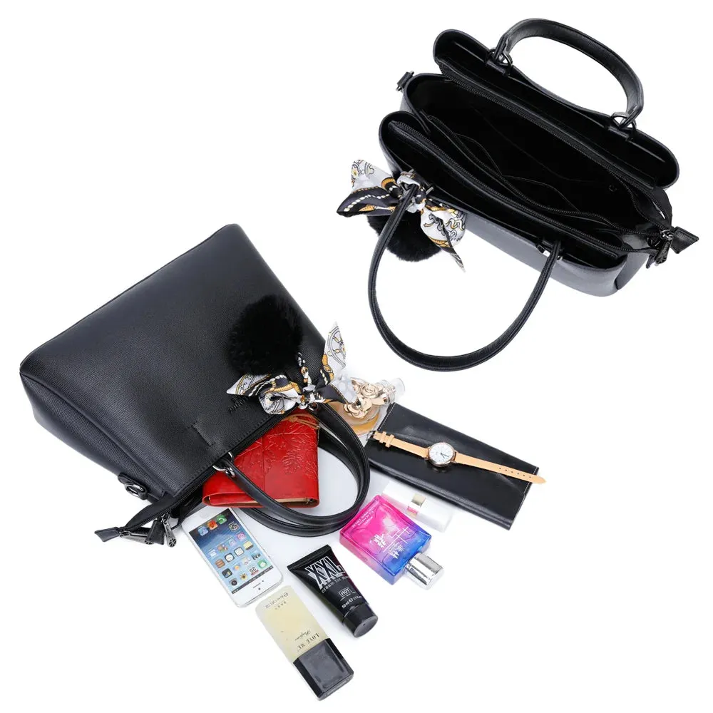 Gallantry Coquette sac à main noir à pompon foulard