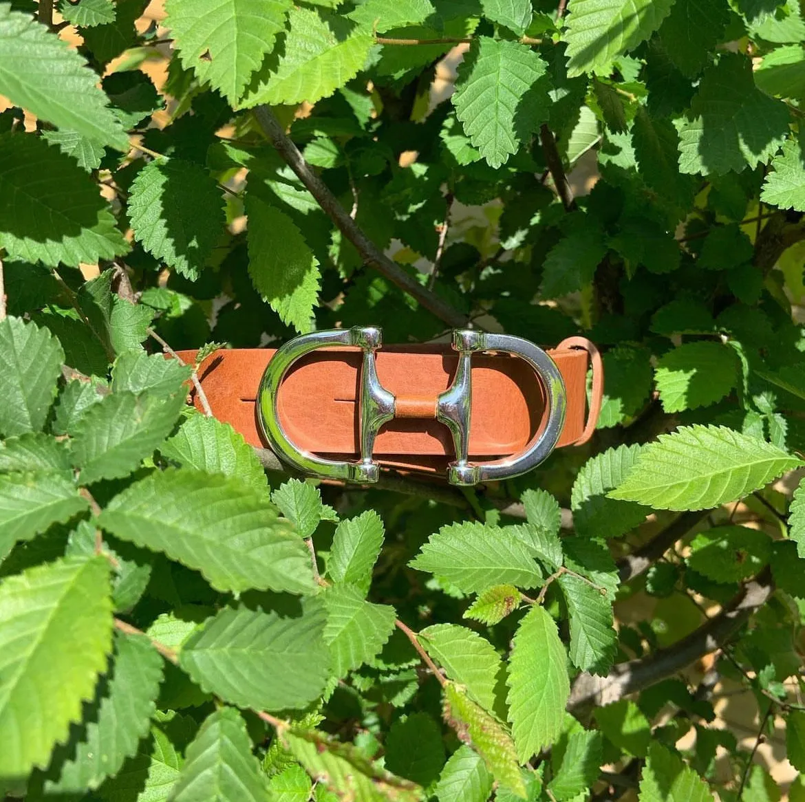 Hexagone Cuir Mors ceinture cuir Noir 90 cm