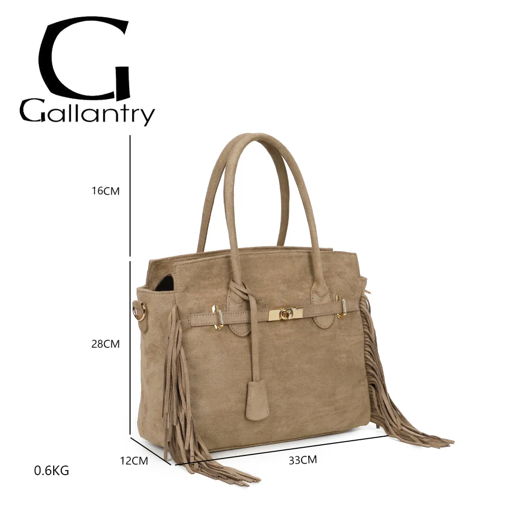 Gallantry Paris Nacara sac à main franges taupe foncé