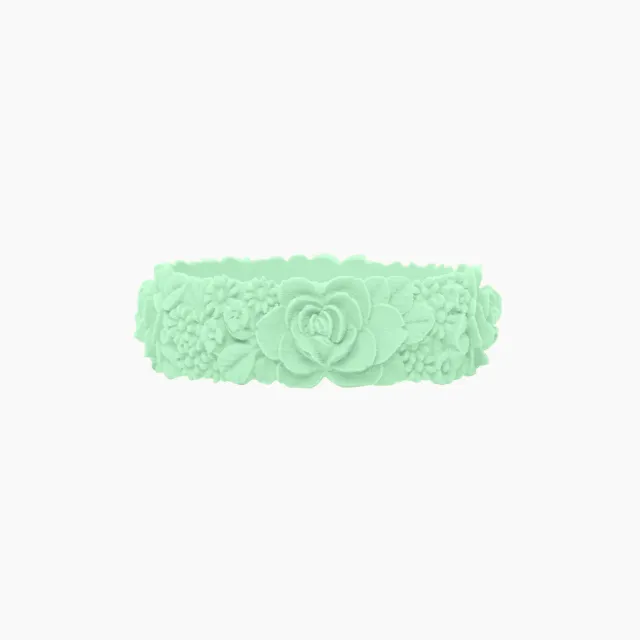 O bag Flower Big bracelet silicone vert blanc 3D