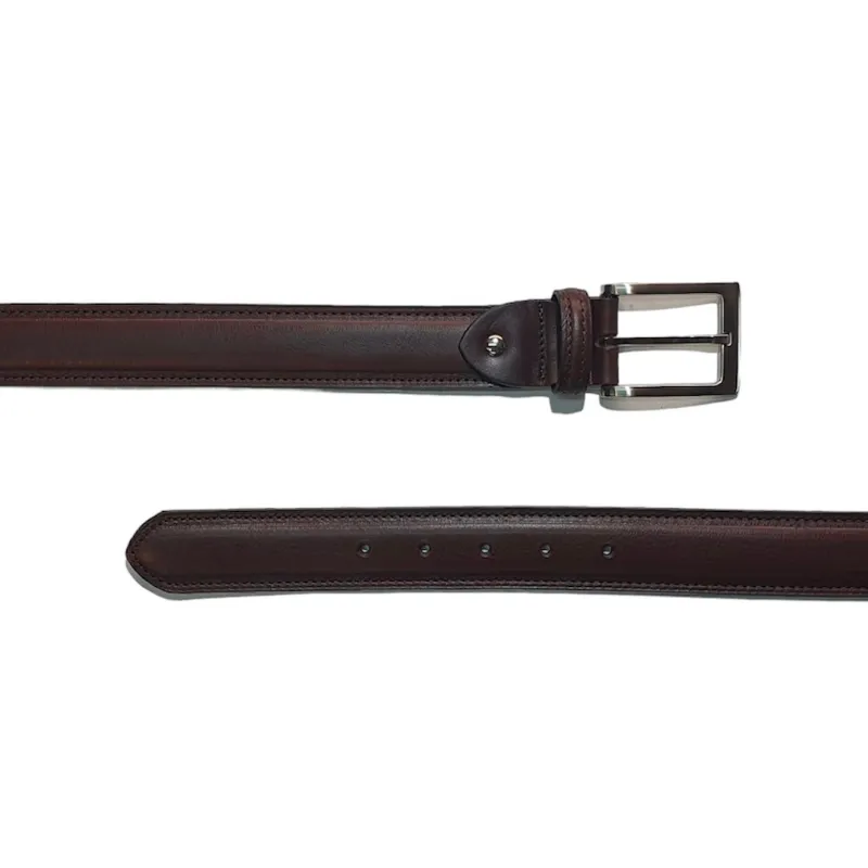 Hexagone Cuir Henri ceinture cuir noir 3,5 cm