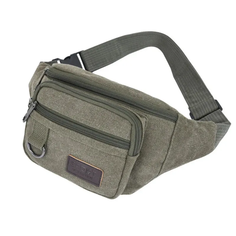 Mon Sacoche Toile Épaisse sac banane kaki grand