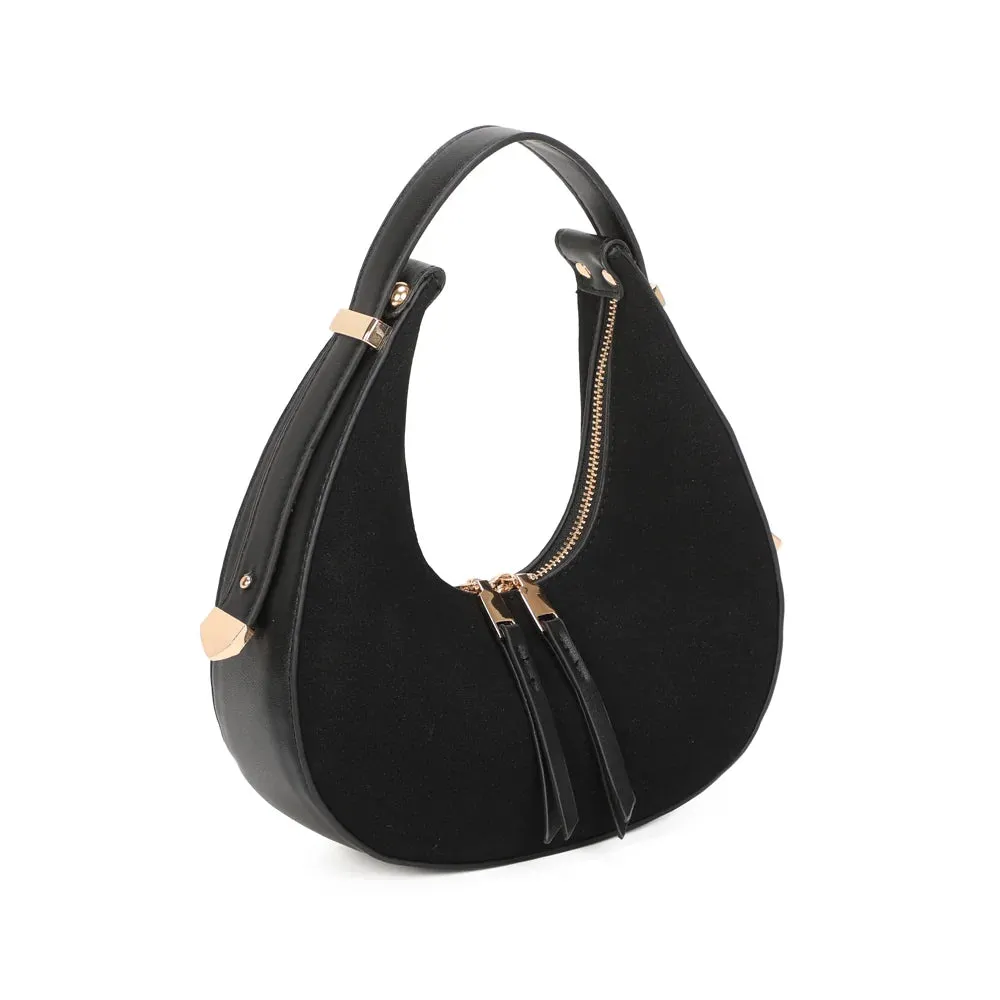 Gallantry Paris Luméra sac demi-lune noir suédine