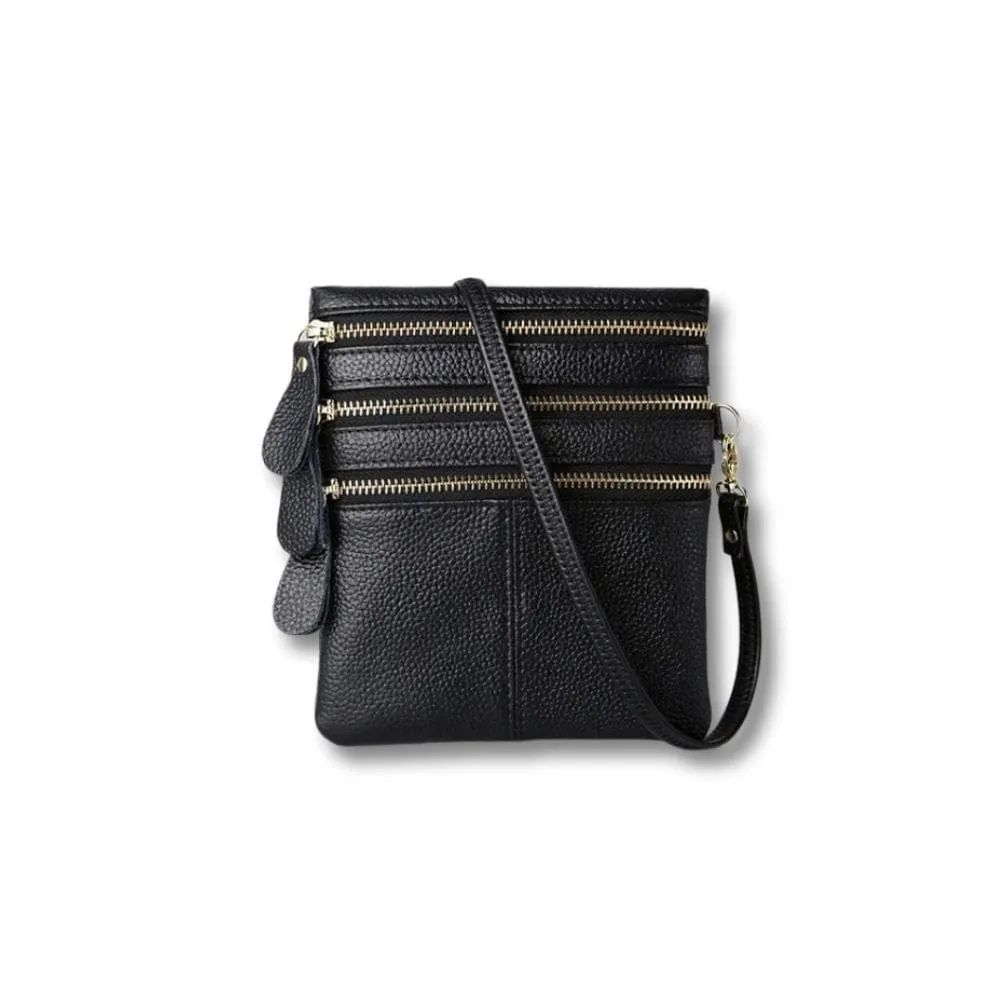 Maison Sacoches Lilia sac à main cuir noir zippé