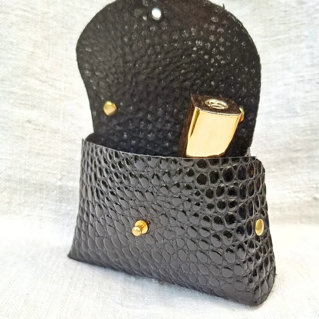 Atelier Anne R petit sac cuir chèvre noir croco verni