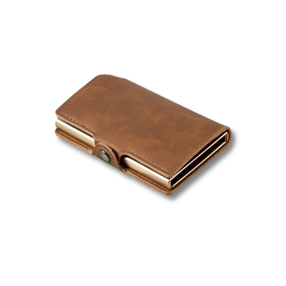 Maison Sacoches Ivar porte-cartes homme aluminium café RFID