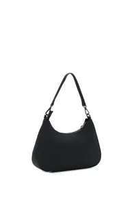 O bag Cortina sac épaule tissu gommé noir zip
