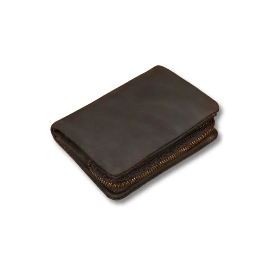 Maison Sacoches Boren porte-monnaie cuir vintage Café compact