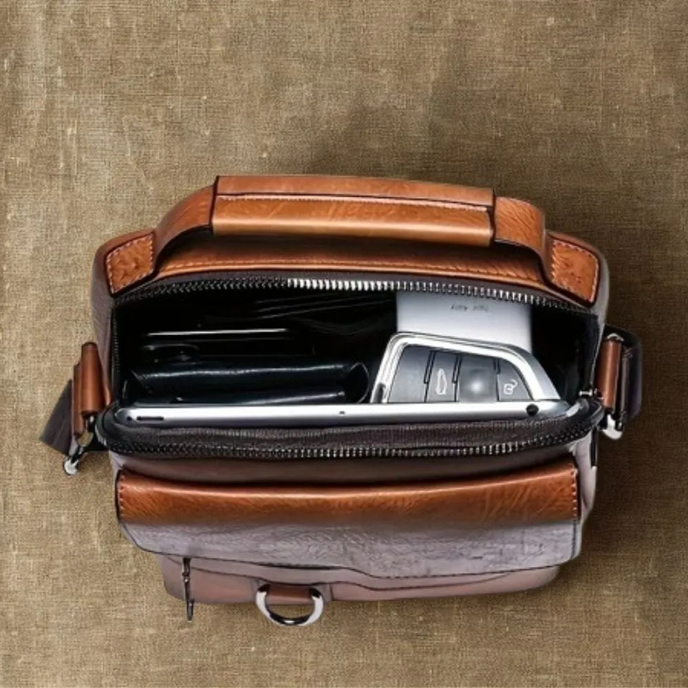 Maison Sacoches Norvik petite sacoche cuir marron zippée