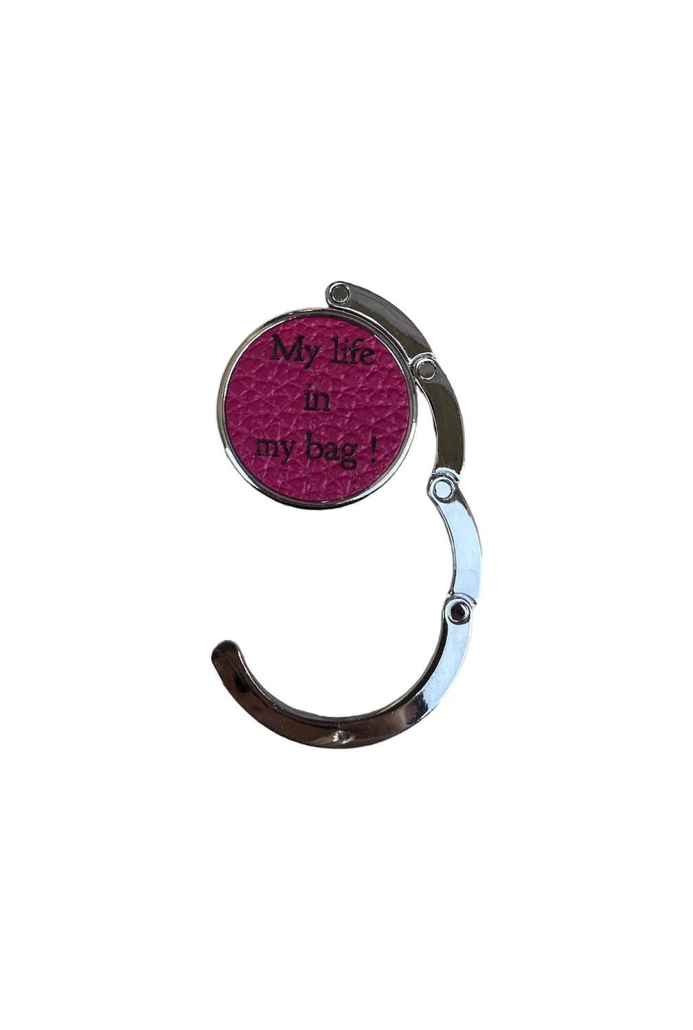 Hexagone Cuir In My Bag accroche-sac cuir fuchsia