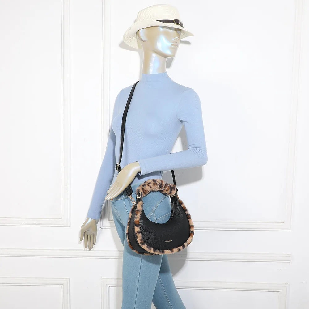 Gallantry Hanae Féline sac demi-lune noir léopard