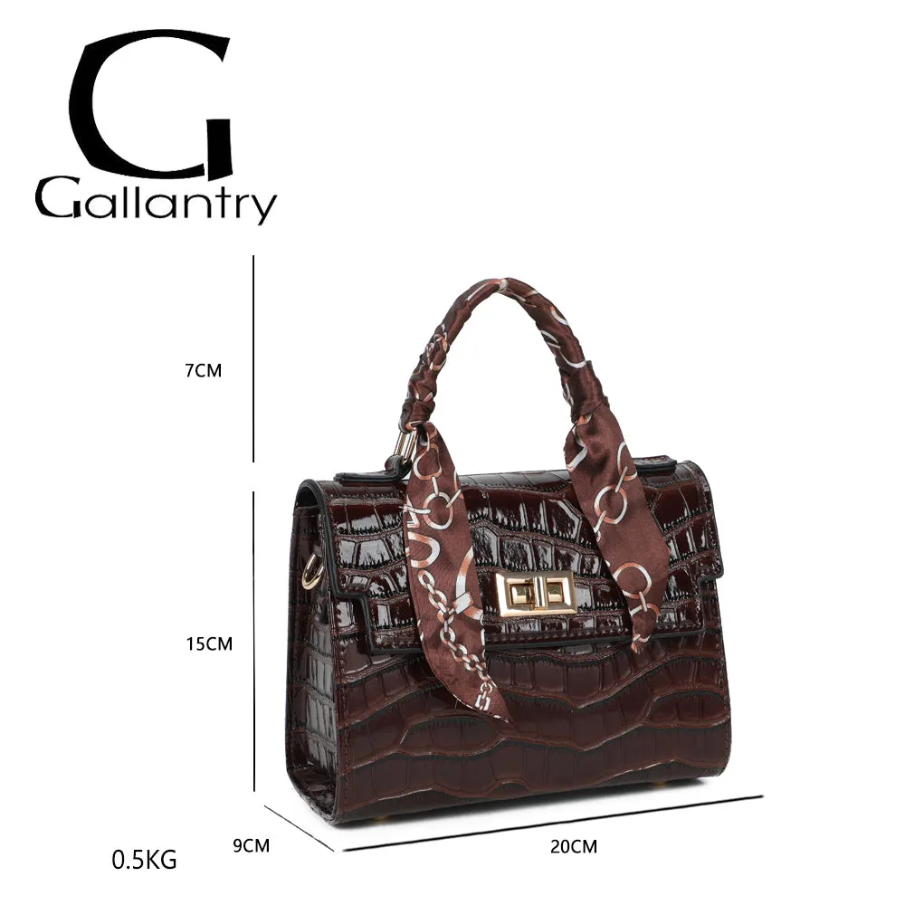 Gallantry Paris Exotique sac croco coffee verni