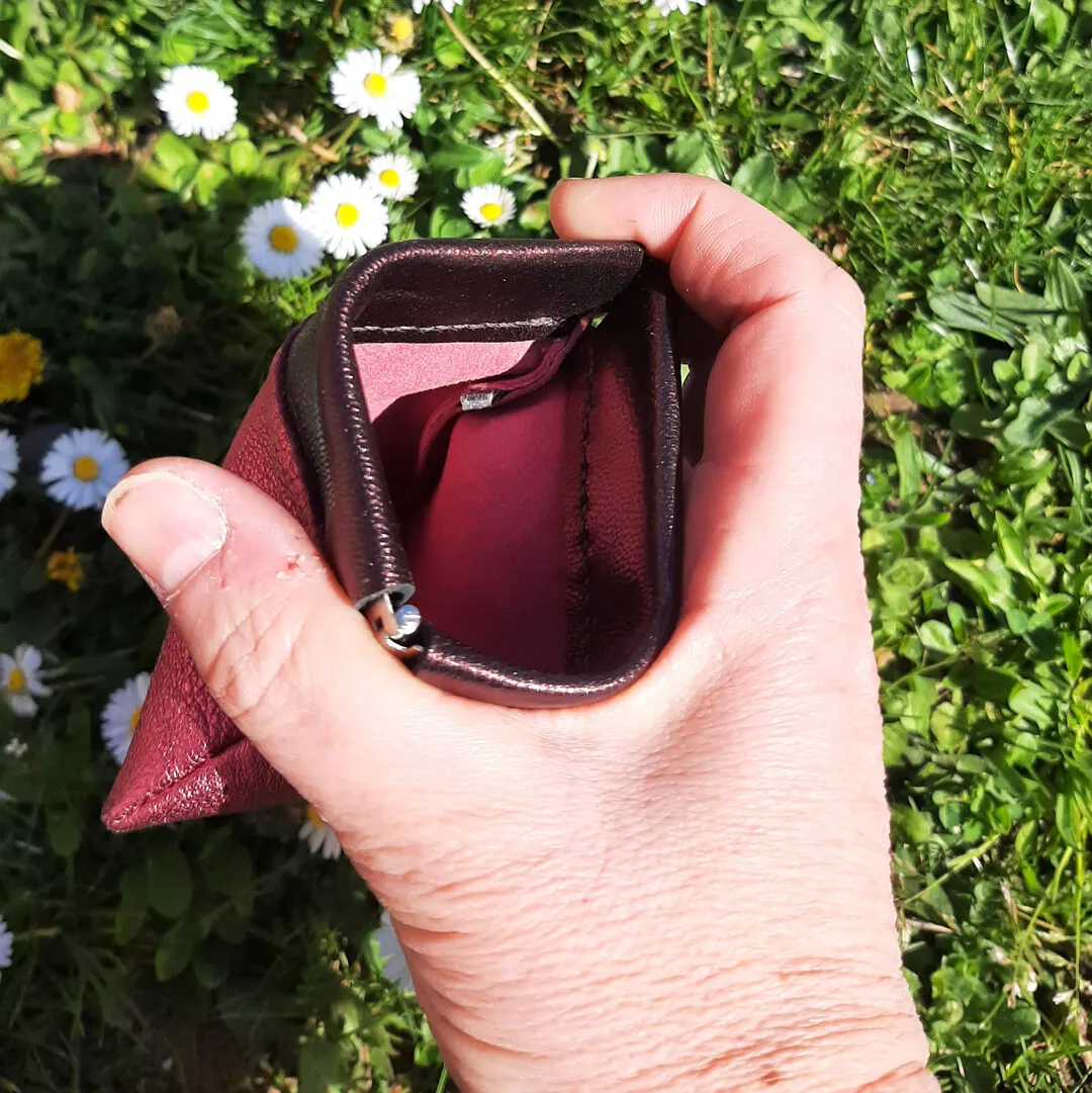 Atelier Anne R Clac Clac porte-monnaie cuir rose chocolat