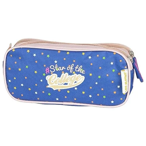 Téo Jasmin trousse rectangulaire 22 cm bleu 2 compartiments