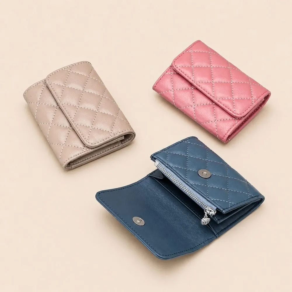Maison Sacoches Virelle porte-monnaie femme bleu matelassé