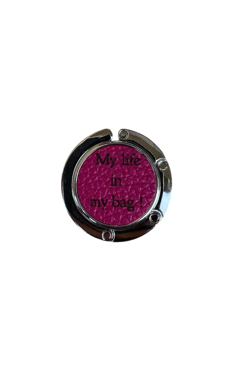 Hexagone Cuir In My Bag accroche-sac cuir fuchsia