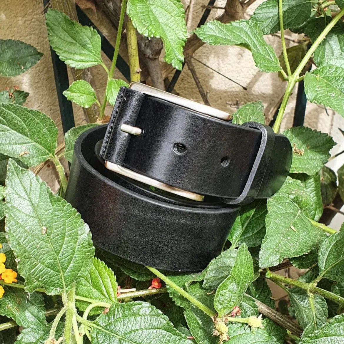 Hexagone Cuir Hercule ceinture homme cuir noir 4 cm