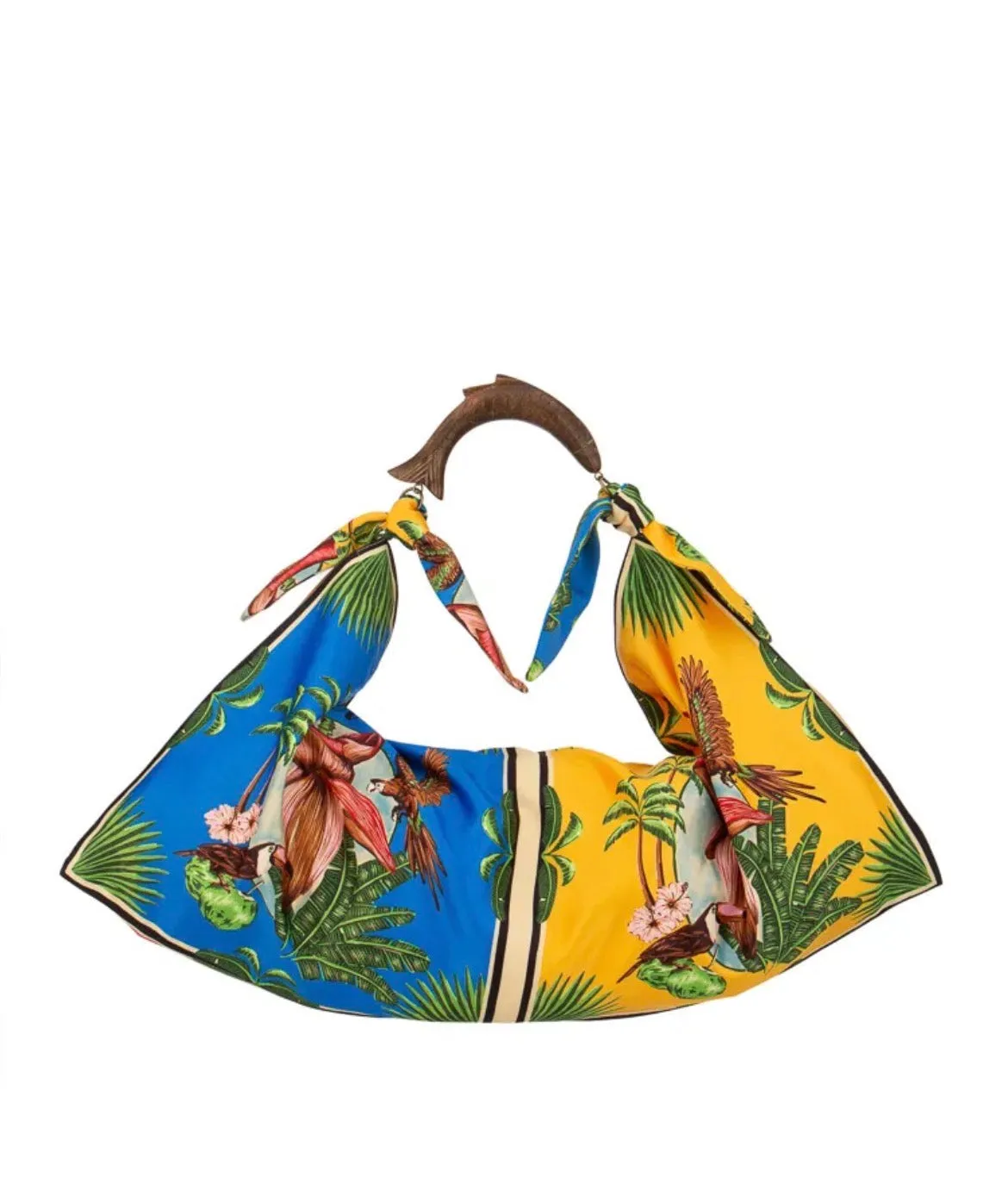 Hexagone Cuir Sac foulard XL sac textile corail tropical
