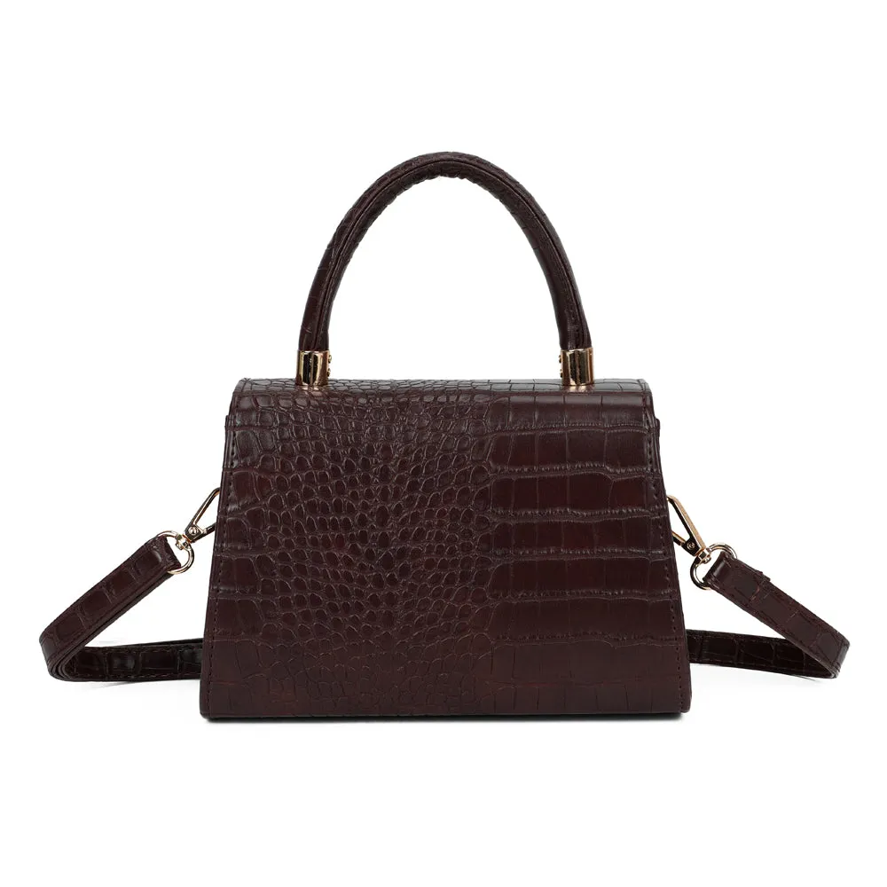 Gallantry Paris Brunello petit sac effet croco coffee