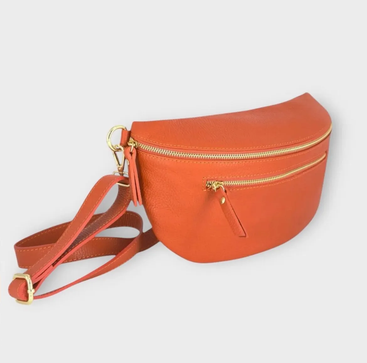 Hexagone Cuir Grande Banane sac banane 3 zips