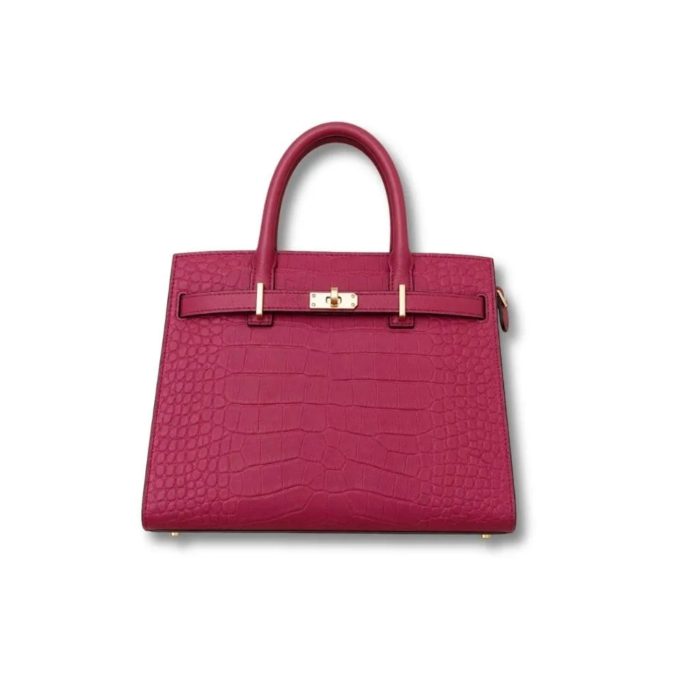 Maison Sacoches Sienna sac à main cuir bleu effet croco