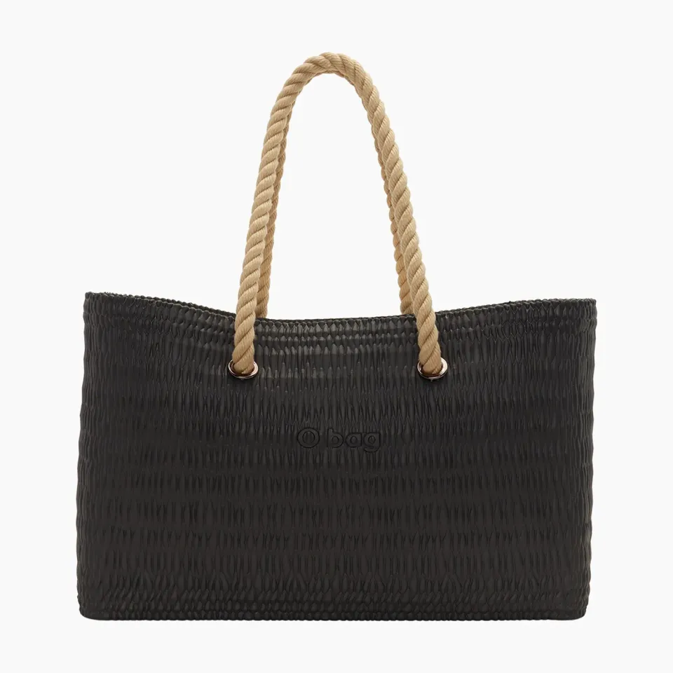 O bag Beach corda canvas noir sac plage grand